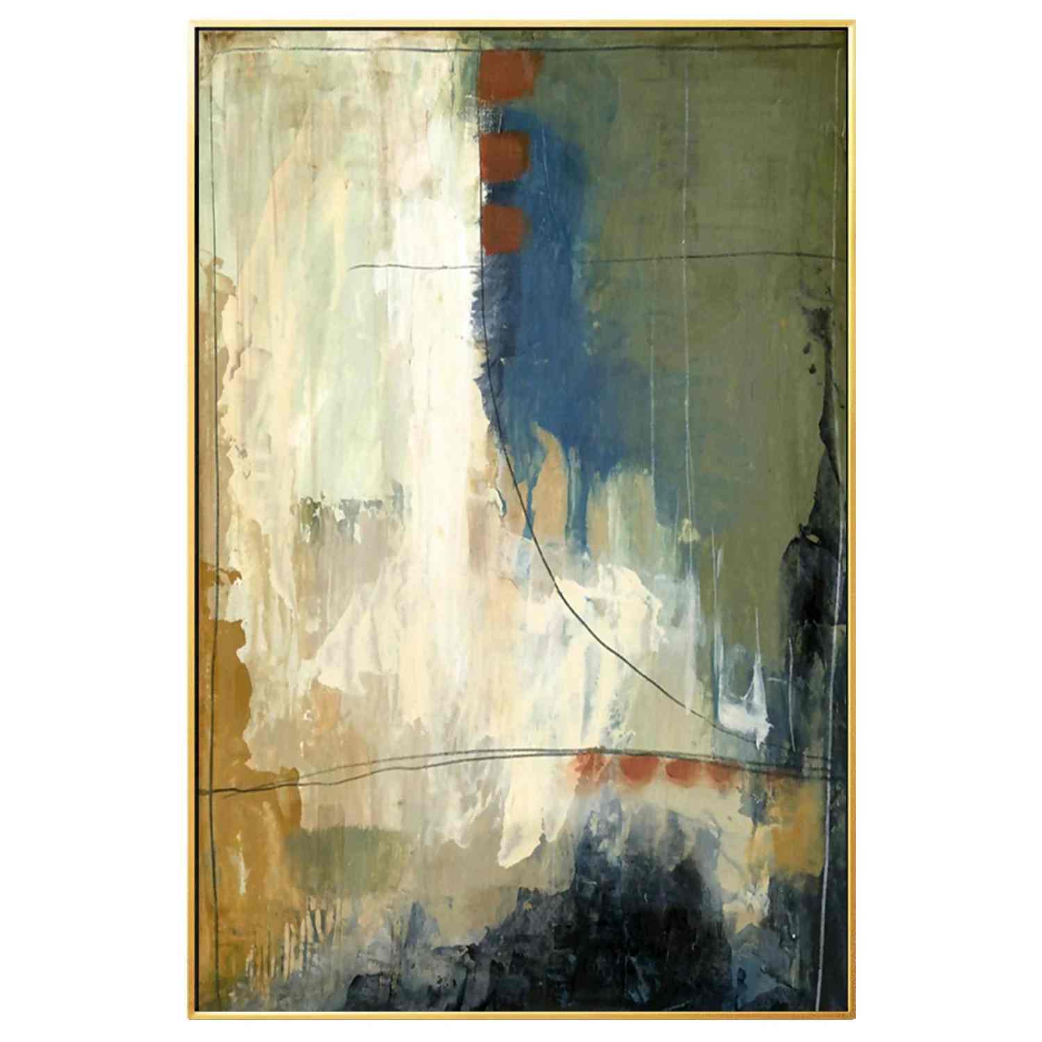 Canvas Hand-Painted Green - extra large modern wall decor